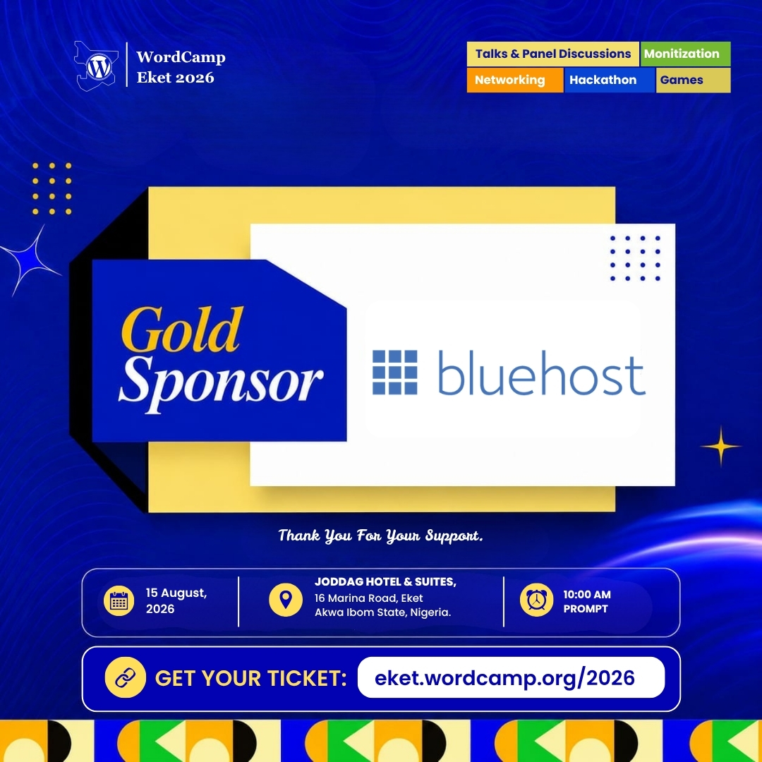 Announcing Bluehost – Gold Sponsor of WordCamp Eket 2026!